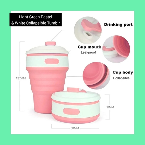 5/25, light green collapsible high temperature scold resistant drink tumbler cup - Picture 3 of 8